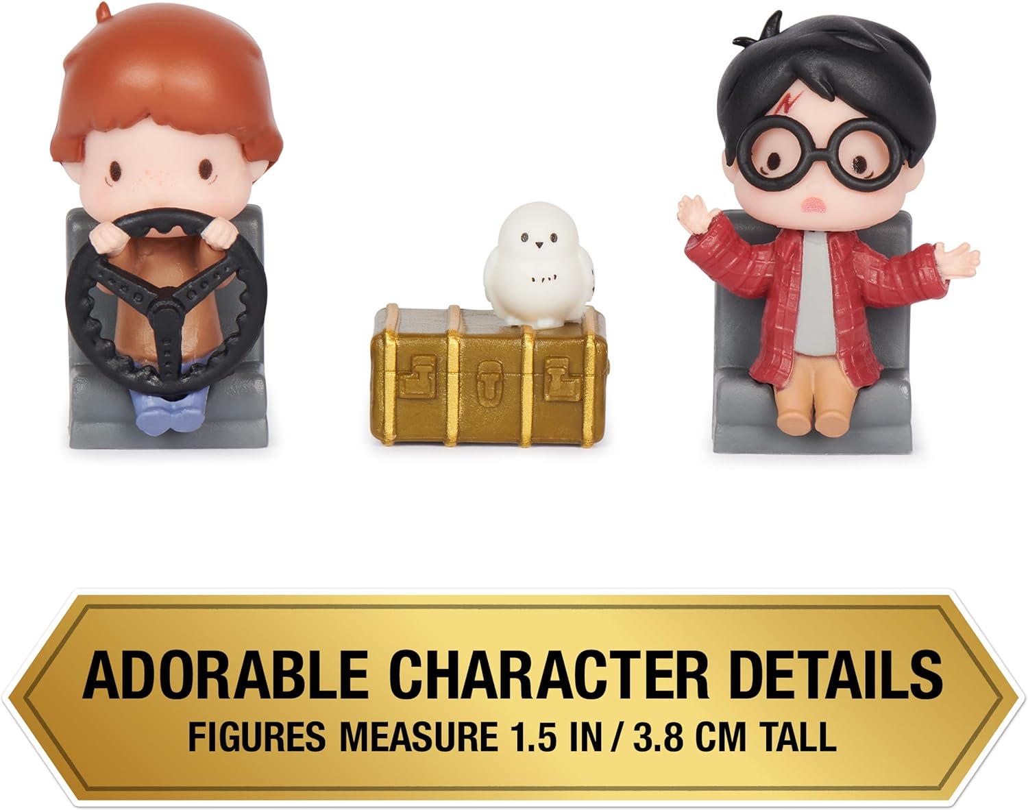 Wizarding World Harry Potter, Micro Magical Moments Year 2 Flying Car Figure Set with Harry, Ron, Hedwig & Display Case, Kids’ Toys for Ages 6+