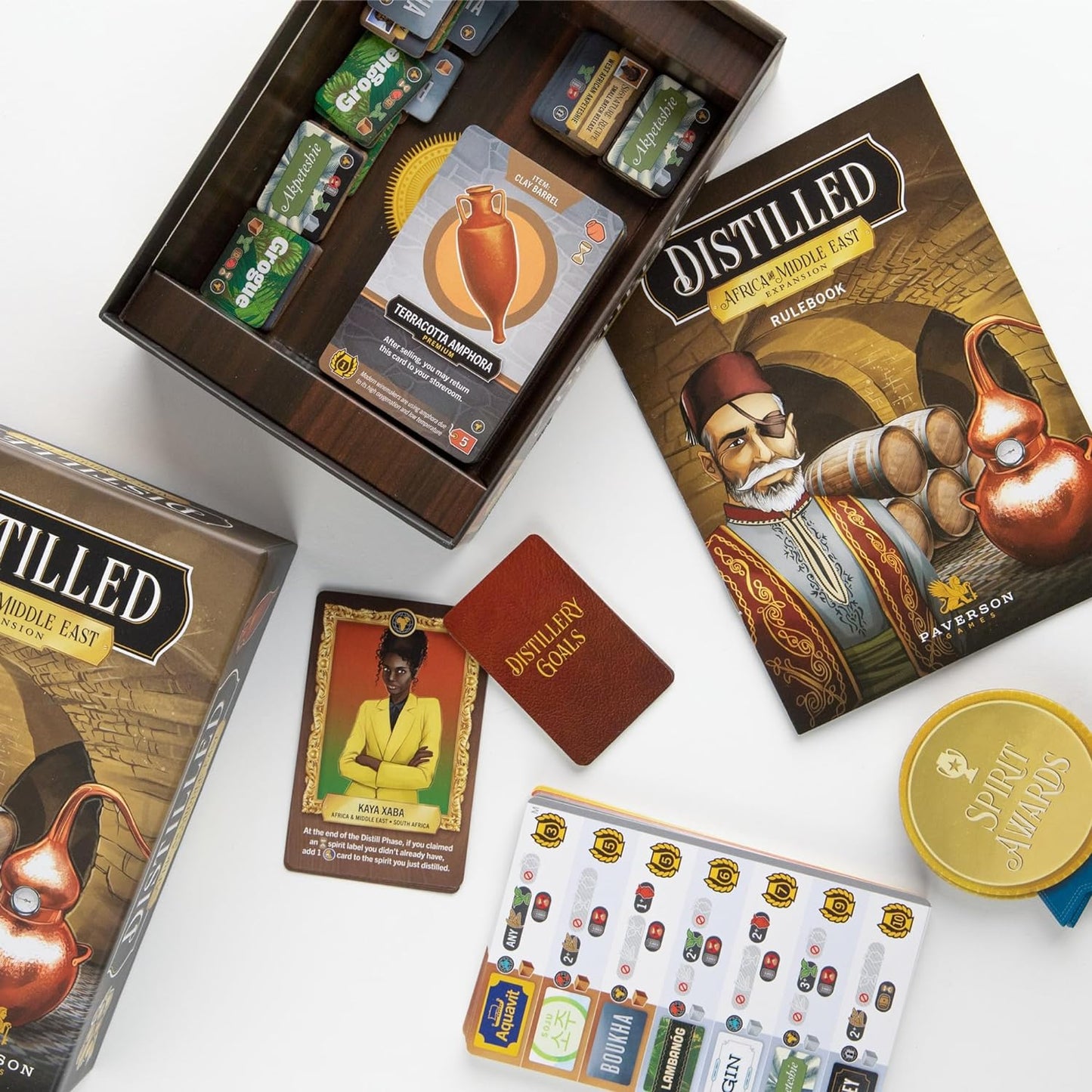 Paverson Games: Destilliert: Afrika & Naher Osten Expansion – Thematisches Strategie-Kartenspiel, Crafting-Spirituosen-Brettspiel, ab 14 Jahren, 1–5 Spieler, 60+ Minuten