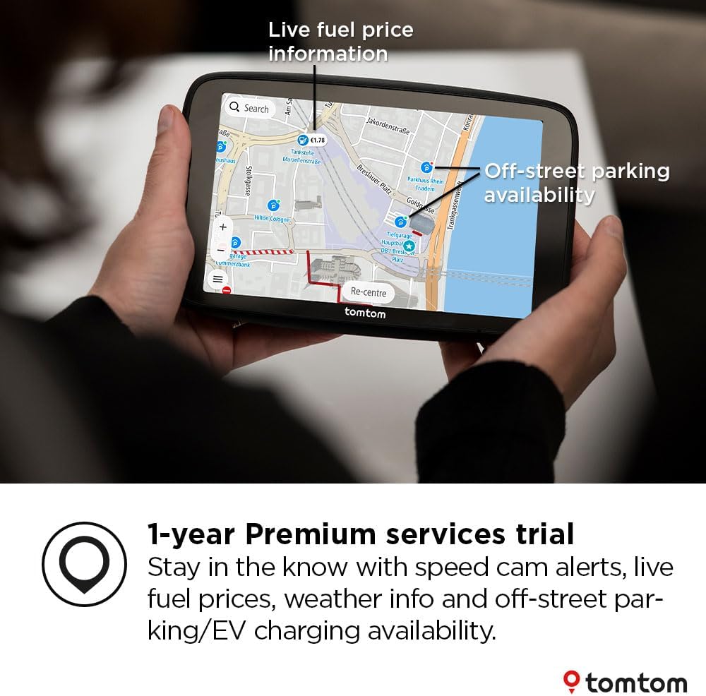 TomTom GO Navigator car sat nav (Extra-large 7" screen, real-time traffic information, 12-month Speed Camera Alerts trial, Europe maps, Wi-Fi updates, Premium Services, magnetic mount