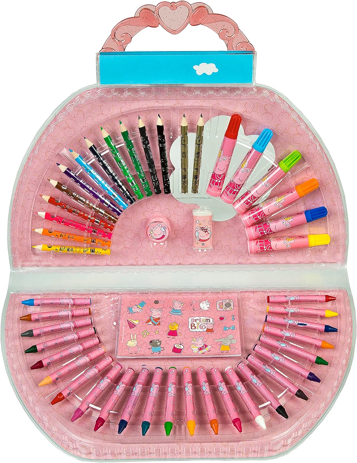 Scooli 6600000008 Peppa Pig 51 Piece Colouring Case Greta Gris Painter's Bag, Pink
