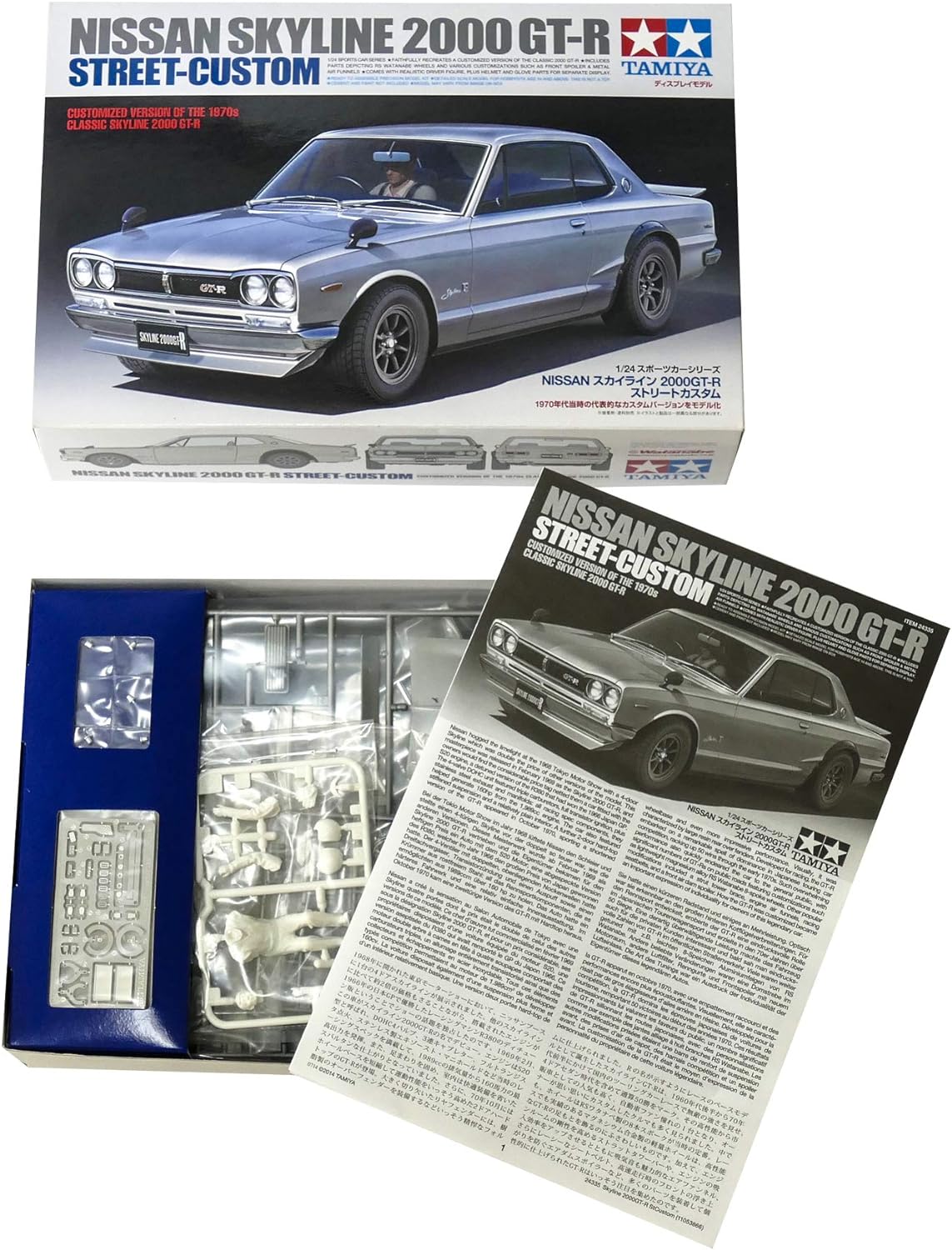 TAMIYA 300024335 Nissan Fahrzeug 300024335-1:24 Skyline 2000GT-R Street Custom, Faithful Replica, Plastic Construction, Crafts, Model Kit, Assembly, Unpainted