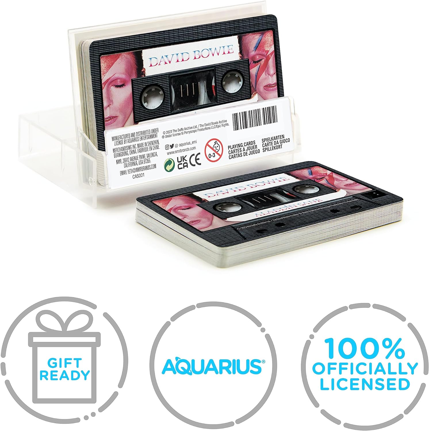 Aquarius David Bowie Cassette Premium Playing Cards -David Bowie Themed Deck of Cards for Your Favorite Card Games - Officially Licensed David Bowie Merchandise & Collectibles