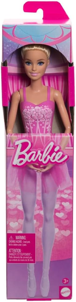 Barbie Ballerina Doll, Blonde Fashion Doll Wearing Purple Removable Tutu, Posed with Ballet Arms & “en Pointe” Toe Shoes, HRG34