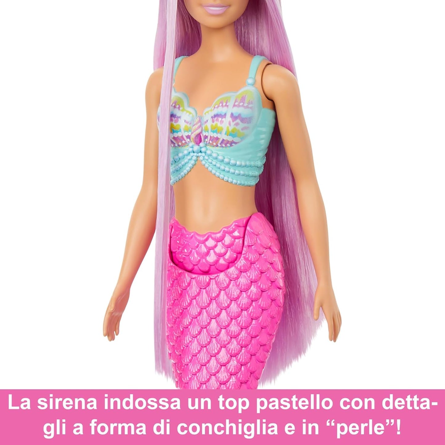 Barbie Muñeca Sirena fantasía con Pelo Largo Rosa y Accesorios para peinar, Serie Un Toque de Magia, Juguete +3 años (Mattel HRR00