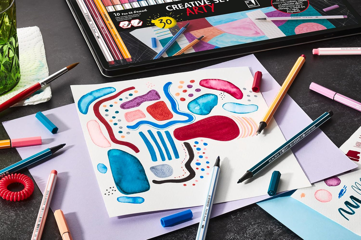 STABILO - Pen 68, Pen 68 Brush & point 88 - Creative Set - Metalen etui met 30 Stuks