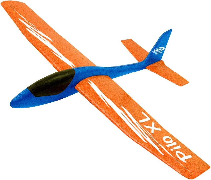 Jamara-460486 Planeador de Espuma 2 en 1 Pilo XL, superligero (160 g), Casi Indestructible, Altura de Cola para Vuelo en Bucle o Deslizamiento, envergadura de 86 cm, Color Azul (460486