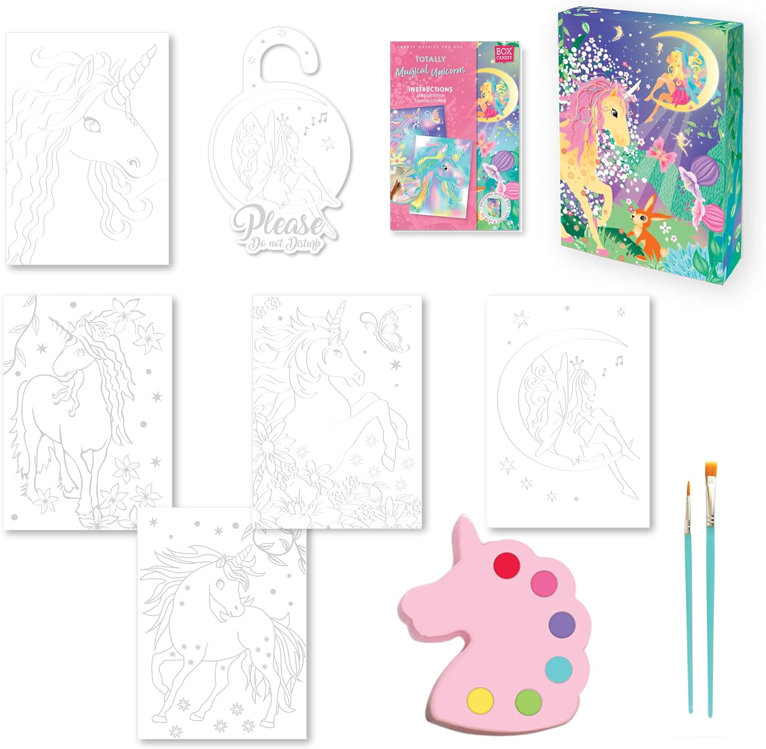BC1931 Watercolour Painting Craft Set Art Boards in Unicorn Keepsake Gift Box to Collect. 6 Years + Gift Box