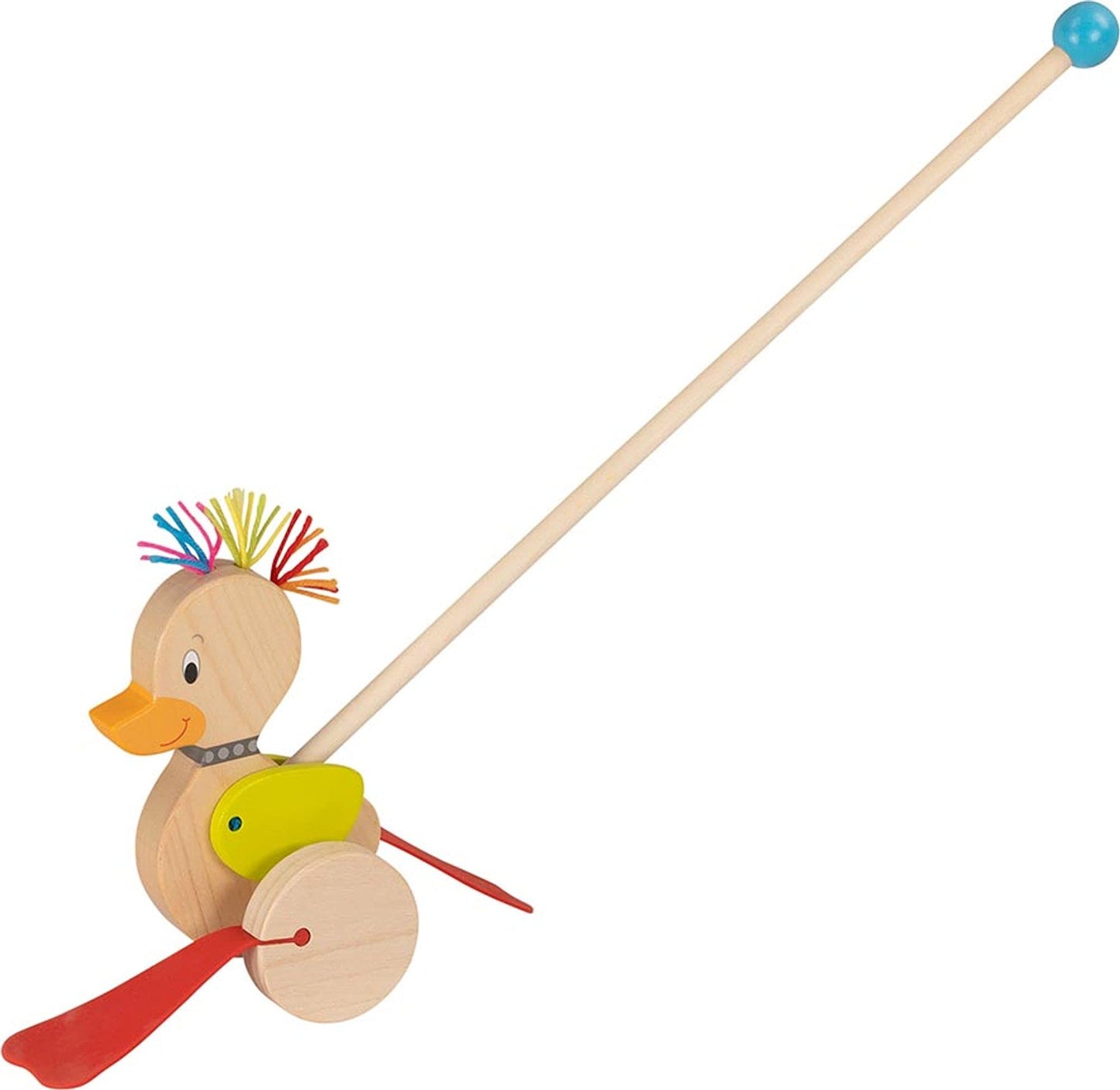 GOKI- Animal para Empujar, Pato-Punk No Aplica Juguetes para Arrastrar, Multicolor (54882