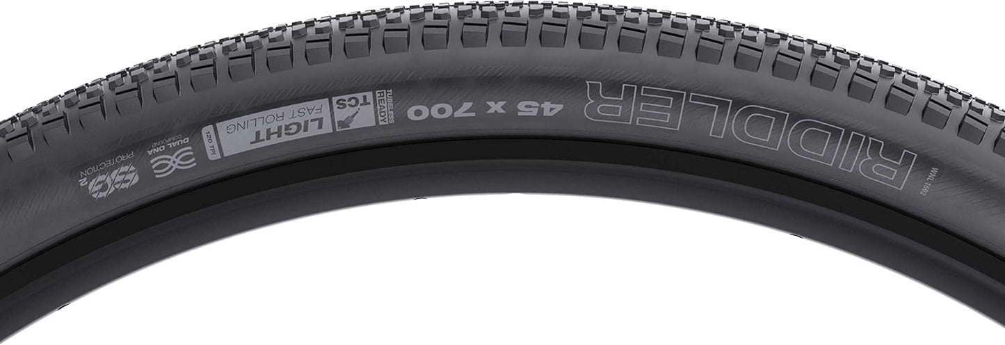 WTB Riddler 45 x 700 TCS Light/Fast Rolling 120tpi Dual DNA SG2 tire, Black