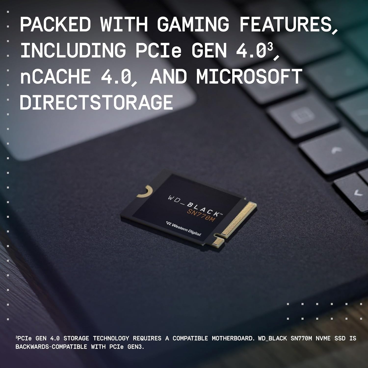 WD_BLACK SN770M 500GB M.2 2230 NVMe SSD, para dispositivos de juego portátiles y ordenadores portátiles compatibles. Con PCIe Gen 4.0, hasta 5150MB/s, para Asus ROG Ally, Steam Deck, Microsoft Surface