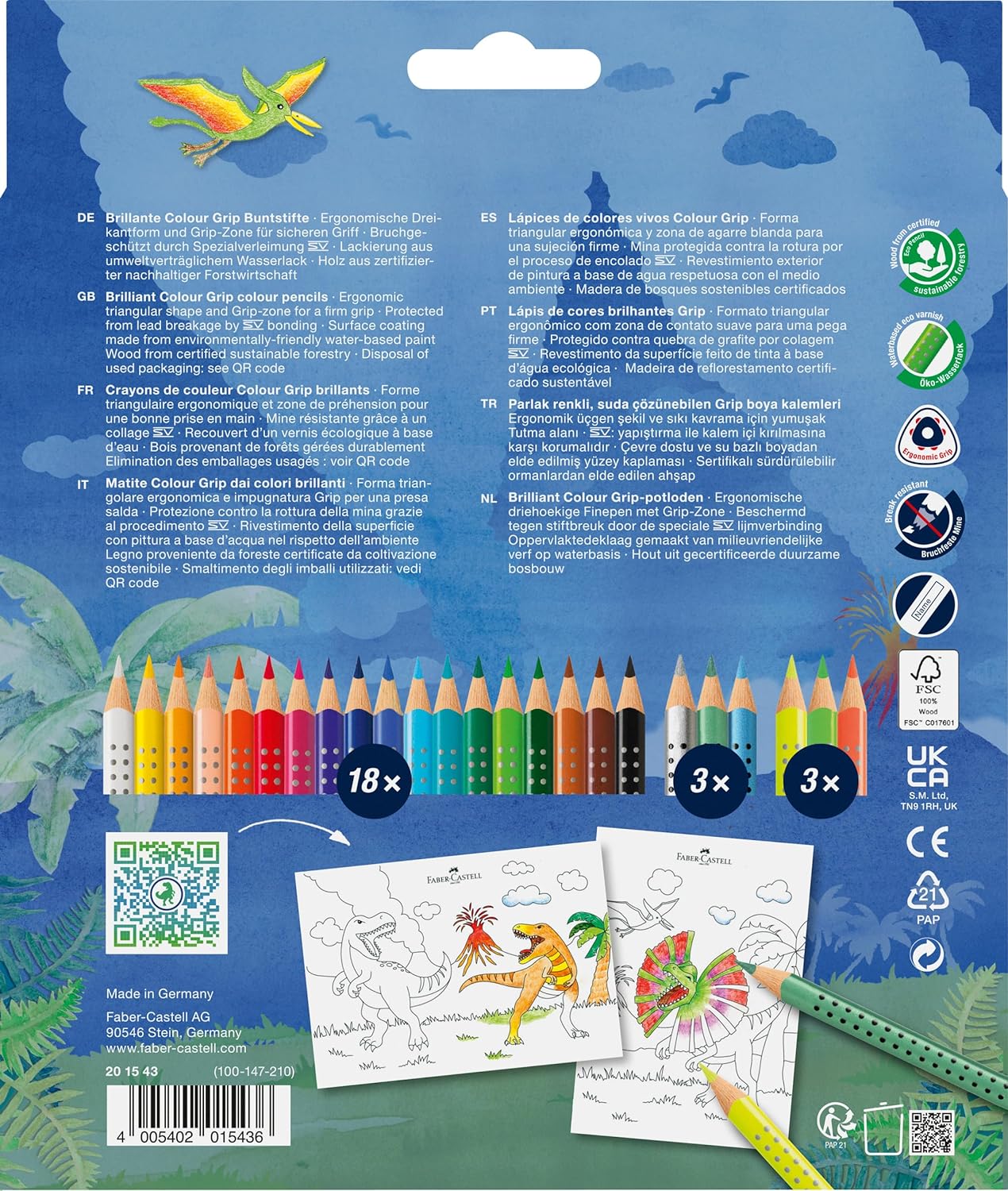 Faber-Castell Colour Pencil Colour Grip dinosaurus 18+6