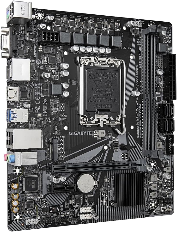 Gigabyte H610M S2H V3 DDR4 Motherboard - Supports Intel Core 14th CPUs, 4+1+1 Hybrid Digital VRM, up to 3200MHz DDR4, 1xPCIe 3.0 M.2, GbE LAN, USB 3.2 Gen 1