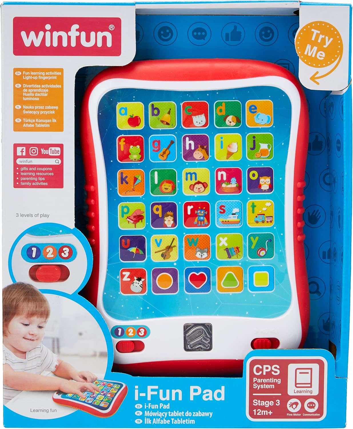 winfun I-Fun Pad | Colourful Interactive Keypad Teaches Letters, Objects, Shapes, Spelling, Sounds And Music | Suitable For Boys And Girls Ages 12 Months And Up