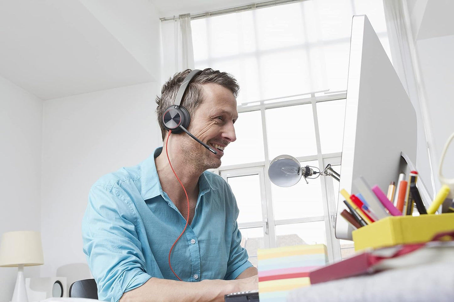 Poly Stereo Headset 'Blackwire 8225' with USB-A Connection, Active Noise Cancelling and Flexible Microphone Arm, Black 2020 Version (USB-A)