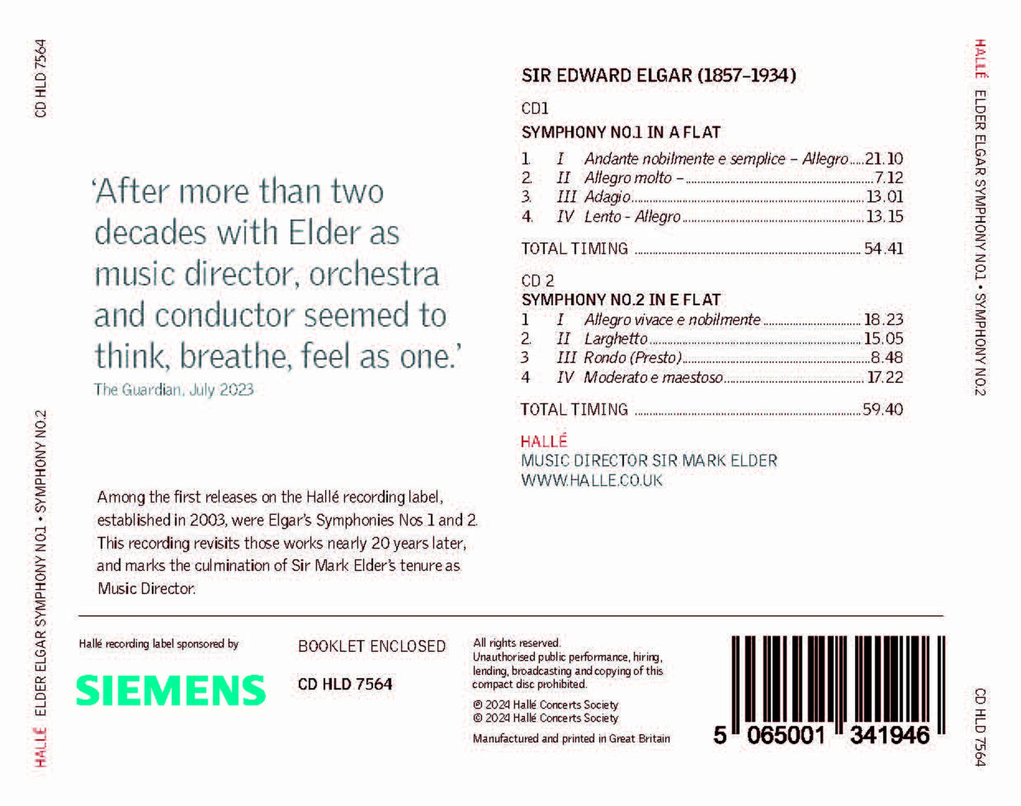 Elgar: Symphony No. 1 in A-flat/Symphony No. 2 in E-flat