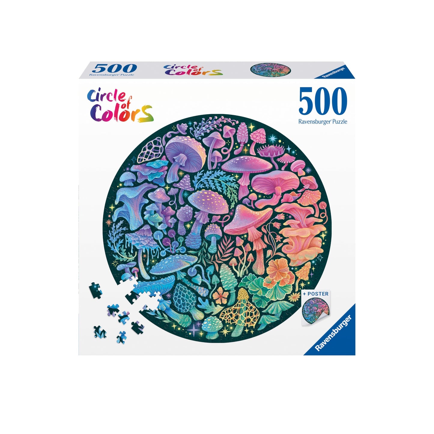 Ravensburger Puzzle 12000822 - Circle of Colors, Mushrooms - 500 Teile Puzzle für Erwachsene und Kinder ab 12 Jahren, Rundes Puzzle