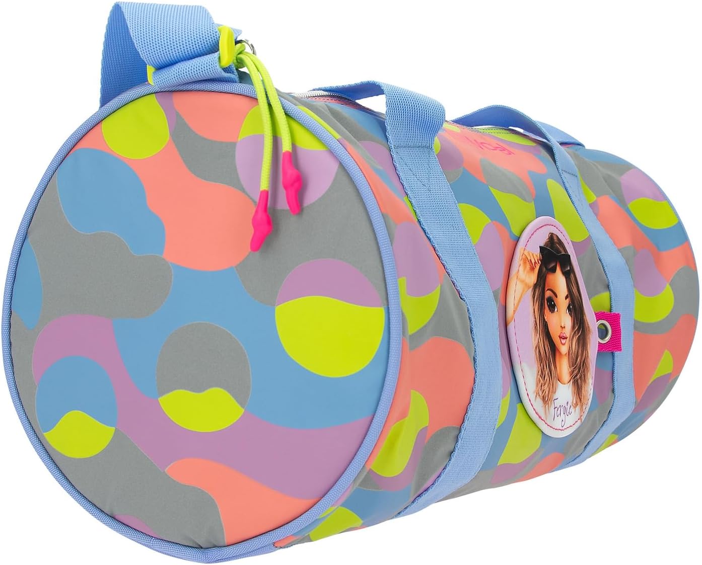 Depesche 12772 TOPModel Flash - Sporttasche mit Model Motiv, buntem Grafik Muster aus Reflektor Material, Tasche mit verstellbarem Schultergurt