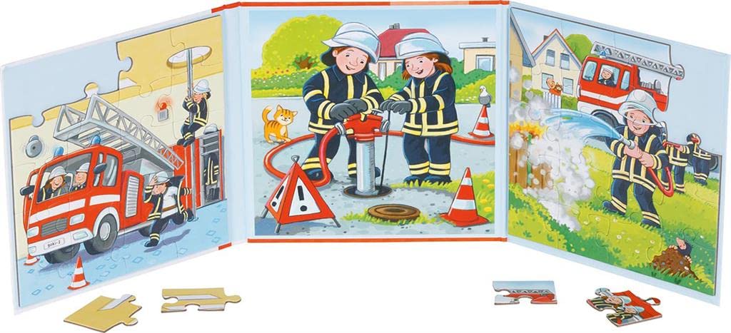 GOKI- Libro de Puzzles Bomberos No Aplica Madera, Multicolor, único (57385