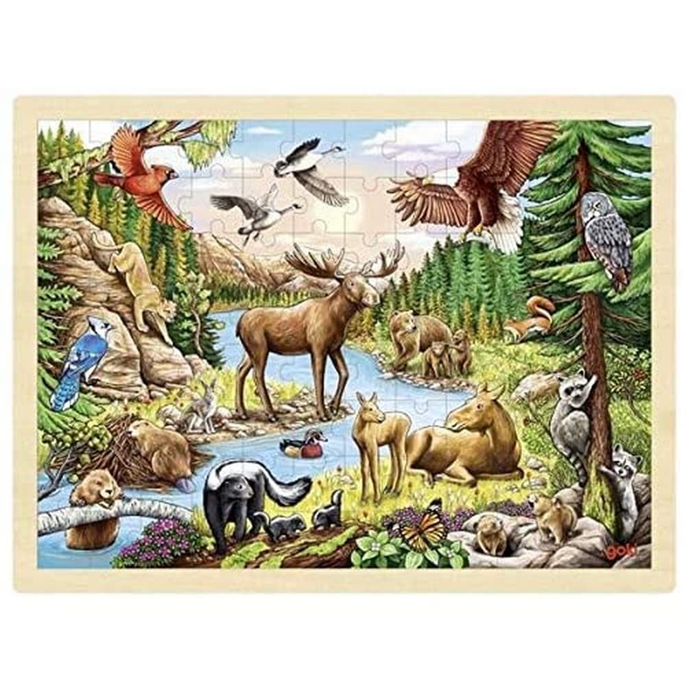 GOKI- Puzzle, Animales de América del Norte No Aplica Rompecabezas, Multicolor (57409