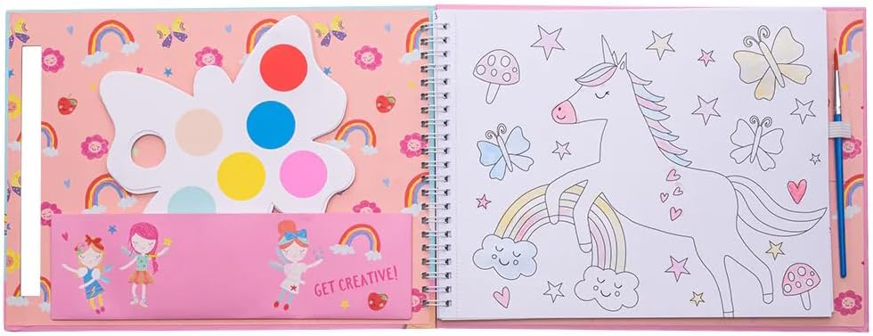 Floss & Rock Rainbow Fairy Kids My Painting Pad Set con 8 foto, 8 pallet di pittura e un pennello