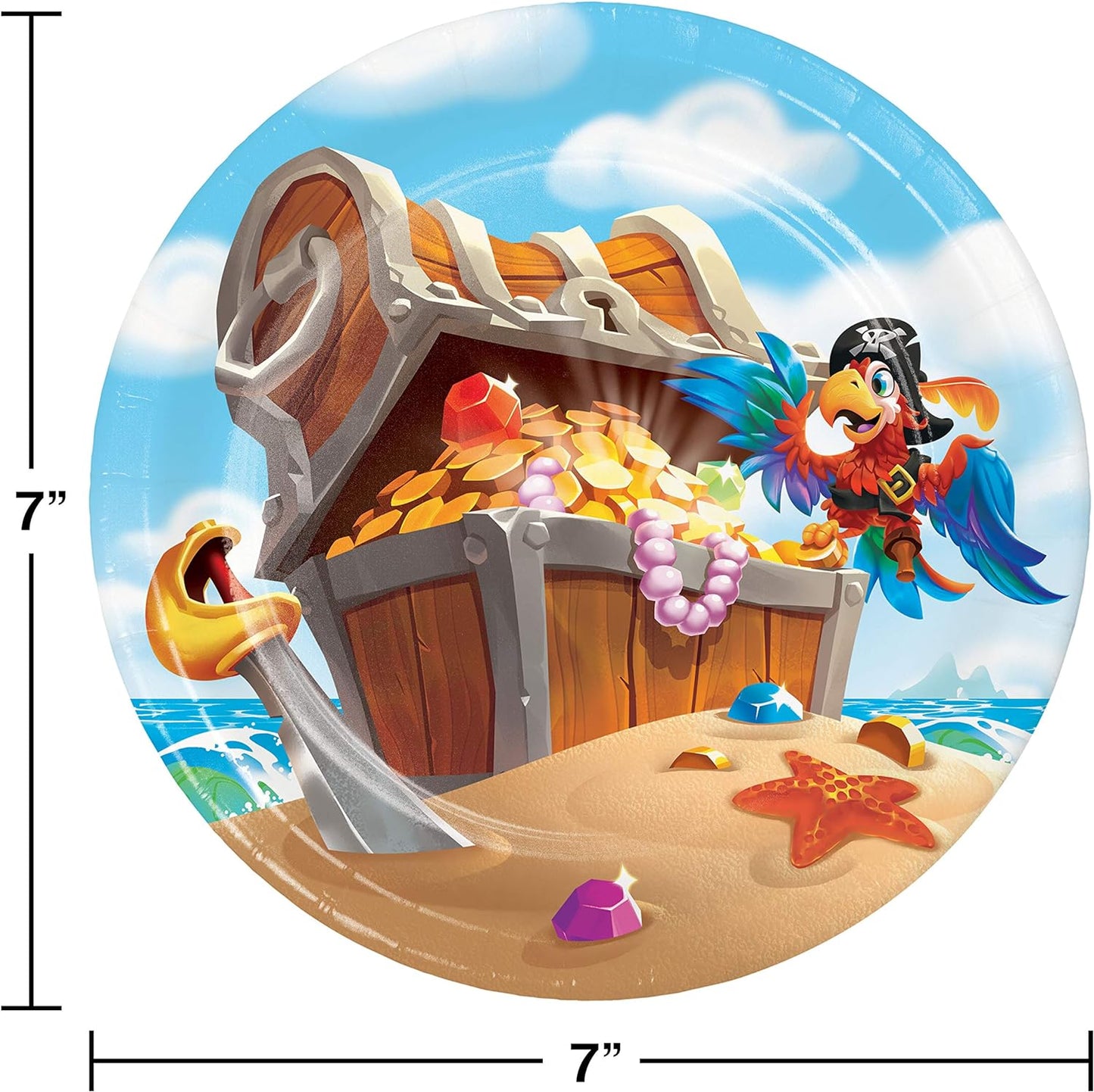 Creative Party Pirate Round Paper Dessert Plates, 7" - 8 Pcs.