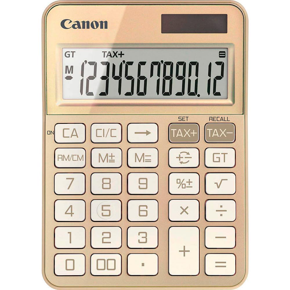 Canon KS-125KB-GD Scientific Calculator, Suitable for School and Business, Dual Power Battery, Tax Calculations and Grand Total Function, Large Upright Angled Screen