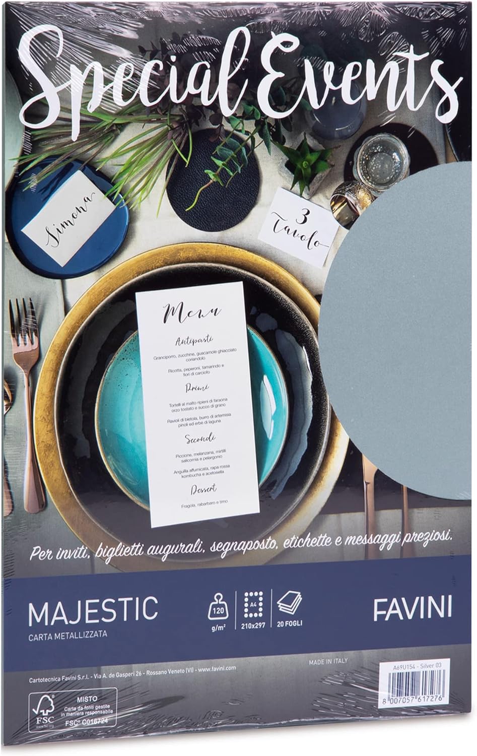 Favini Papier nacrée Special Events 120 gr A4 20 FG Argent 03