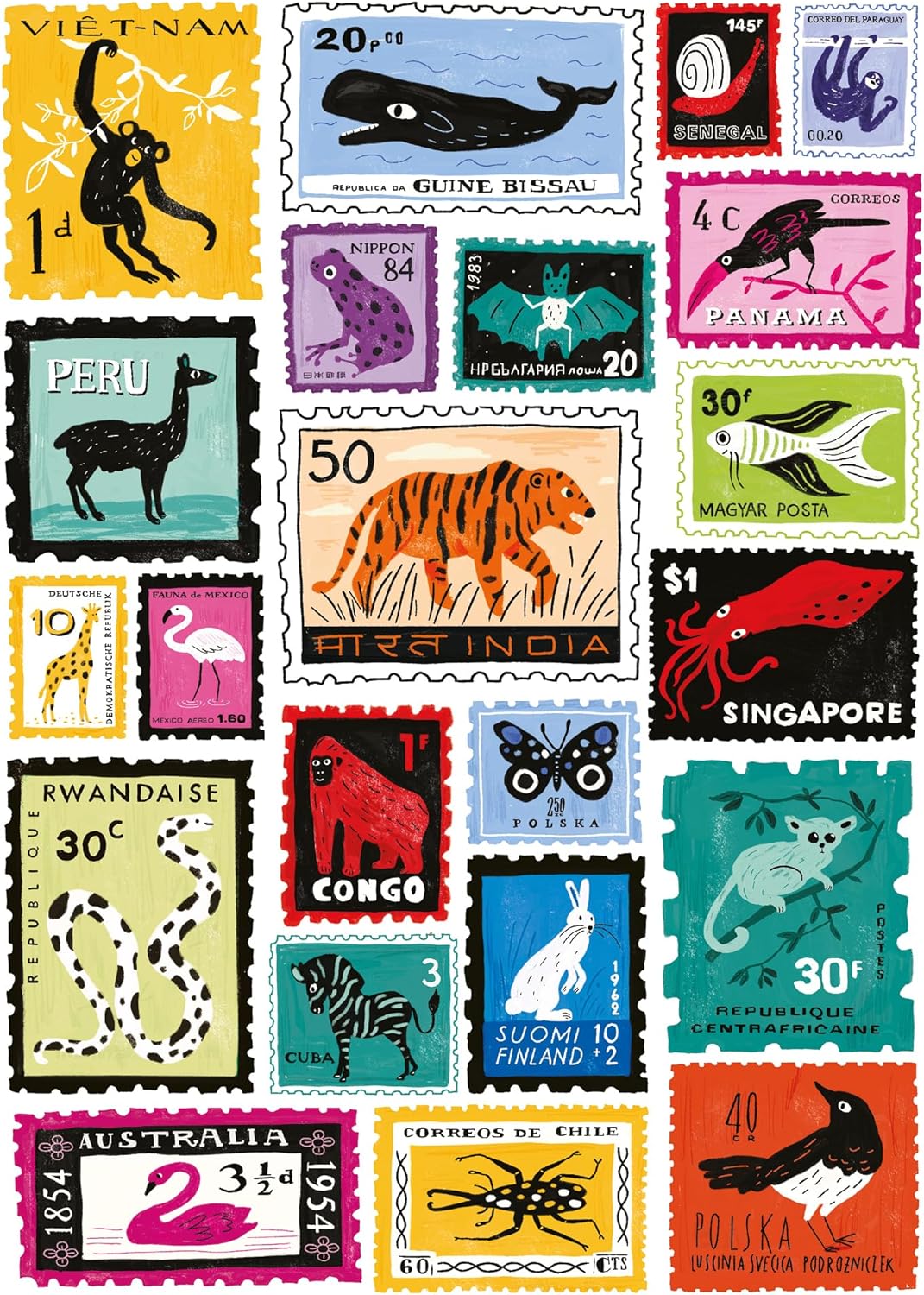 Stamped 1000 Piece Jigsaw Puzzle for Adults | The for Animal Lovers| Premium 100% Recycled Board | Modern 1000 Piece Puzzle for Adults | Happily Jigsaw Puzzles