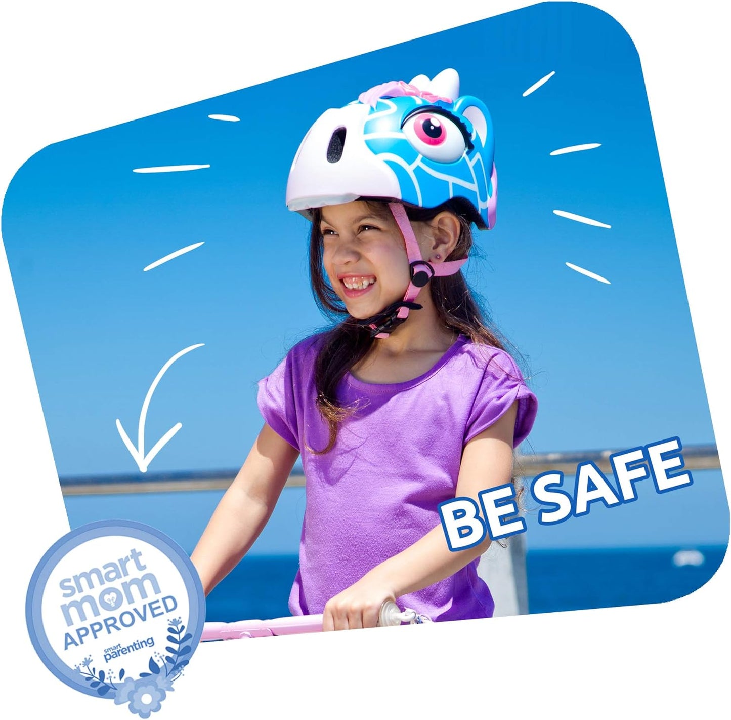 Crazy Safety Green Chameleon Childrens Bike Helmet | Cycle helmet for children aged 2-7 years for bikes, skateboards, balance bikes, scooters, skates Lightweight and adjustable animal helmet 49-55 cm