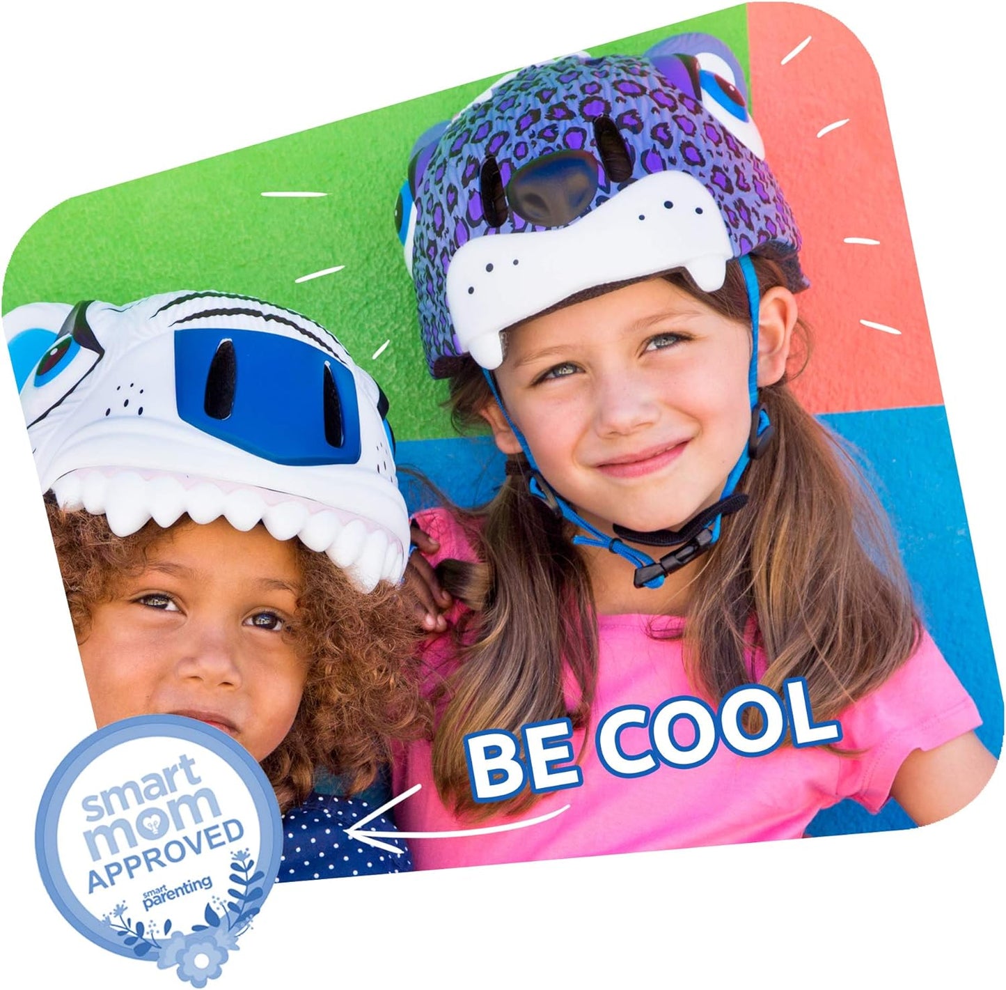 Fietshelm voor kinderen | Oranje Tijger | Crazy Safety | EN1078 Gecertificeerd Blauwe Dino S (49-55cm