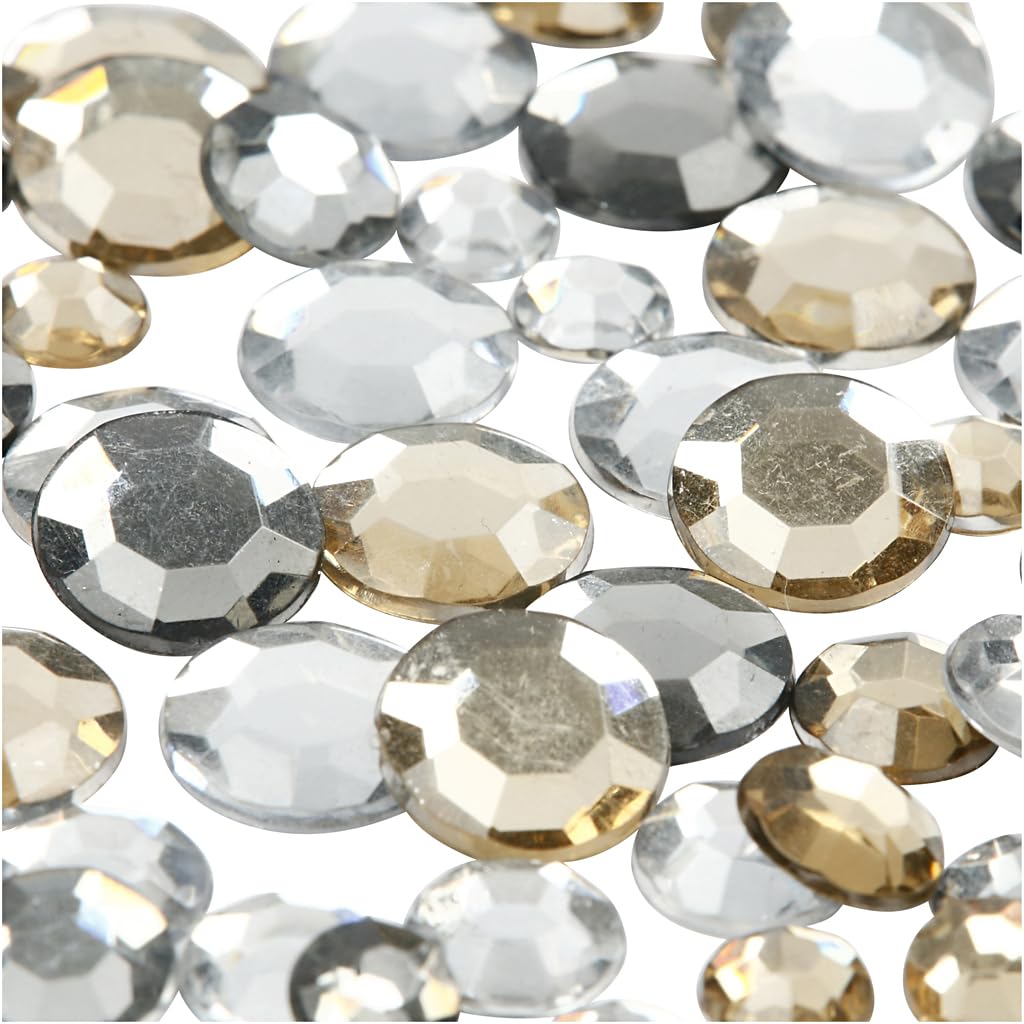 Rhinstone, size 6+9+12 mm, silver harmony, round, 360asstd