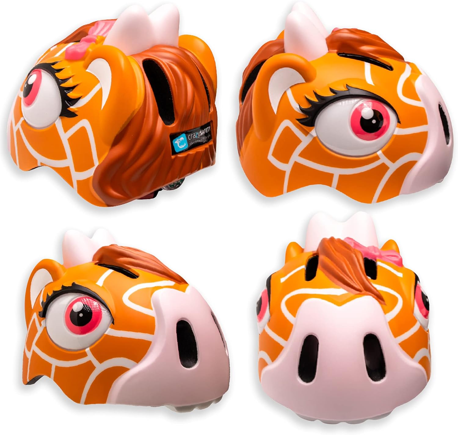 Crazy Safety Casque de vélo pour Enfants | Casque Enfants 2-7 Ans pour vélo, Skateboard, Cyclisme, vélo de Course, Trottinette, Rollers | Casque 3D Animalier 49-55 cm (Girafe Marron, 49-55 cm)