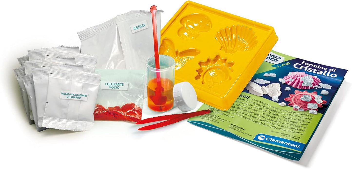Clementoni Lab-Formine Set, Laboratorio Cristalli, Experiments Science, Geology, Mineralogy, Scientific Game 8 Years, in Italian, Made in Italy, Multicoloured, 19231