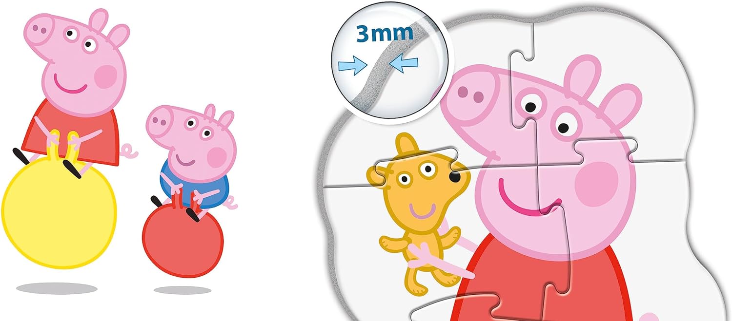 Clementoni - 20829 - Supercolor Puzzle - My First Puzzle - Peppa Pig - 3+6+9+12 pezzi - 4 puzzle sagomati - Made in Italy, puzzle bambini 2 anni+