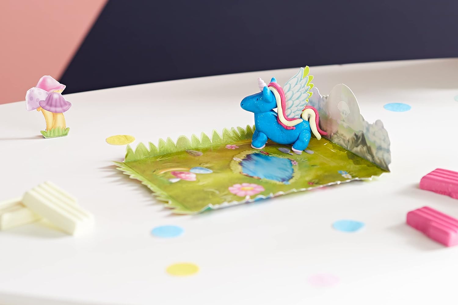 STAEDTLER 8034 19 LZ03 FIMO Kids Form&Play Playtime & Modelling Polymer Clay Set - "Unicorn" (Pack of 4 Blocks, Stickers, Modelling Tools & Background Scene