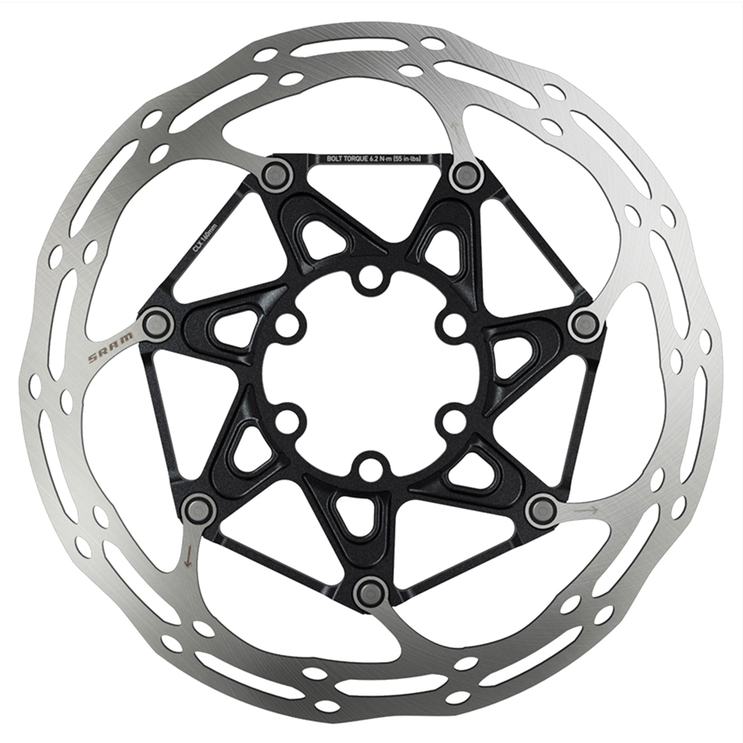 SRAM Rotor Centerline 2 Piece (Includes Steel Rotor Bolts) Rounded 6 Bolt Black 160Mm