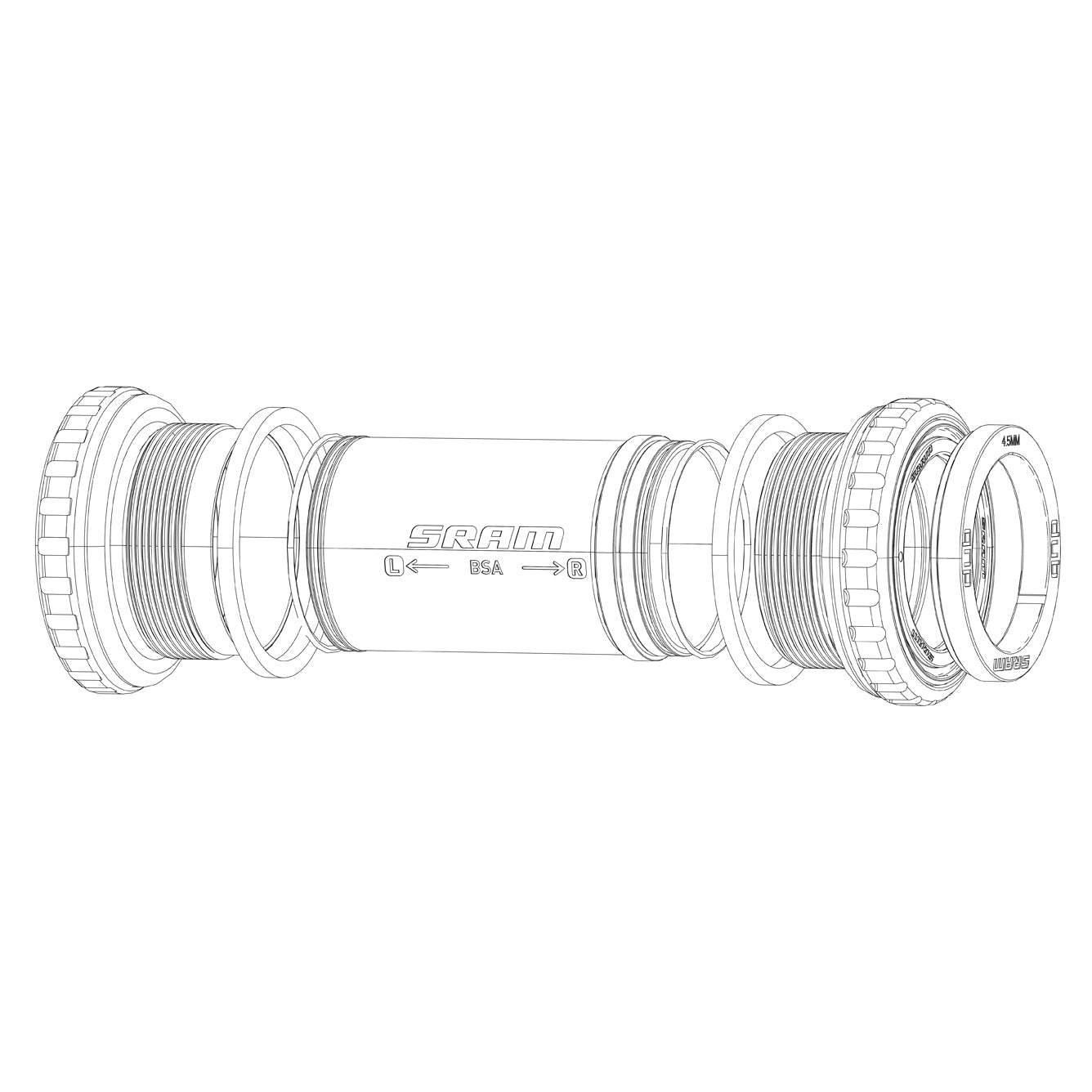 SRAM Spare Bottom Bracket Preload Adjuster Kit Dub (Including Screw, Outerring And 2 Innerrings Non-Flanged & Flanged (Flanged Compatible With Xx1 And X01 Dub Cranks, Except For Fat)