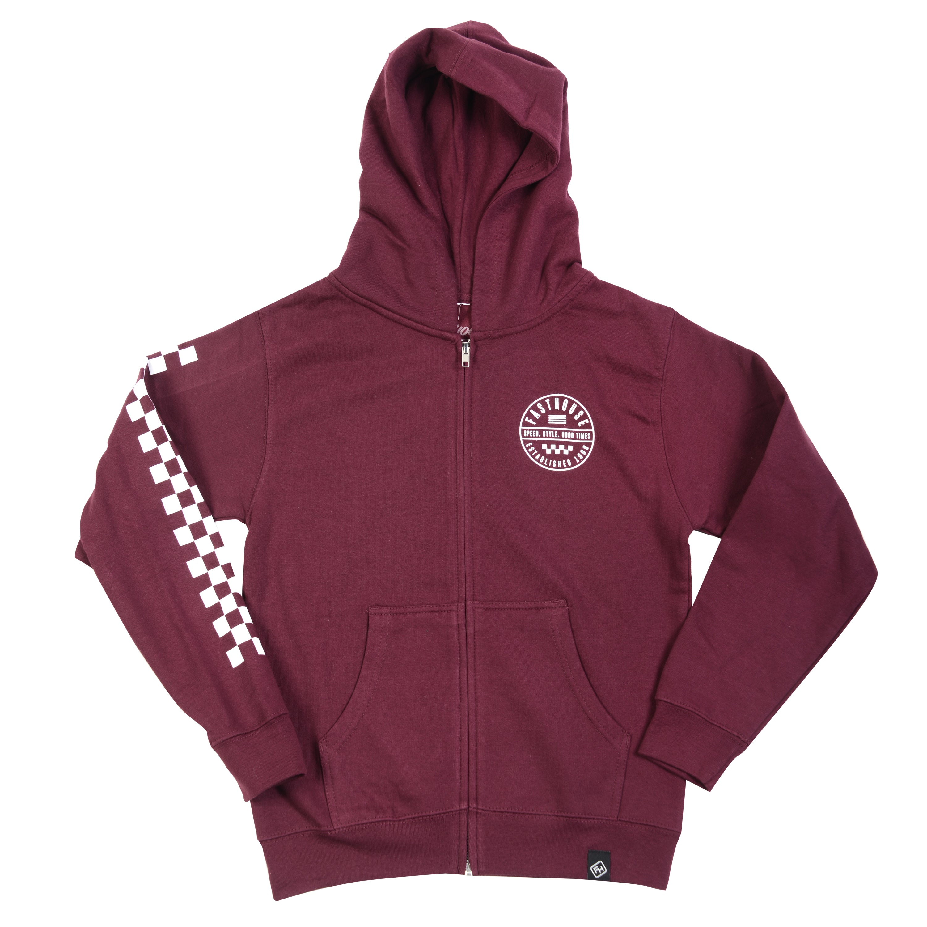 Fasthouse Youth Statement Zip Up Hoodie Maroon Ym