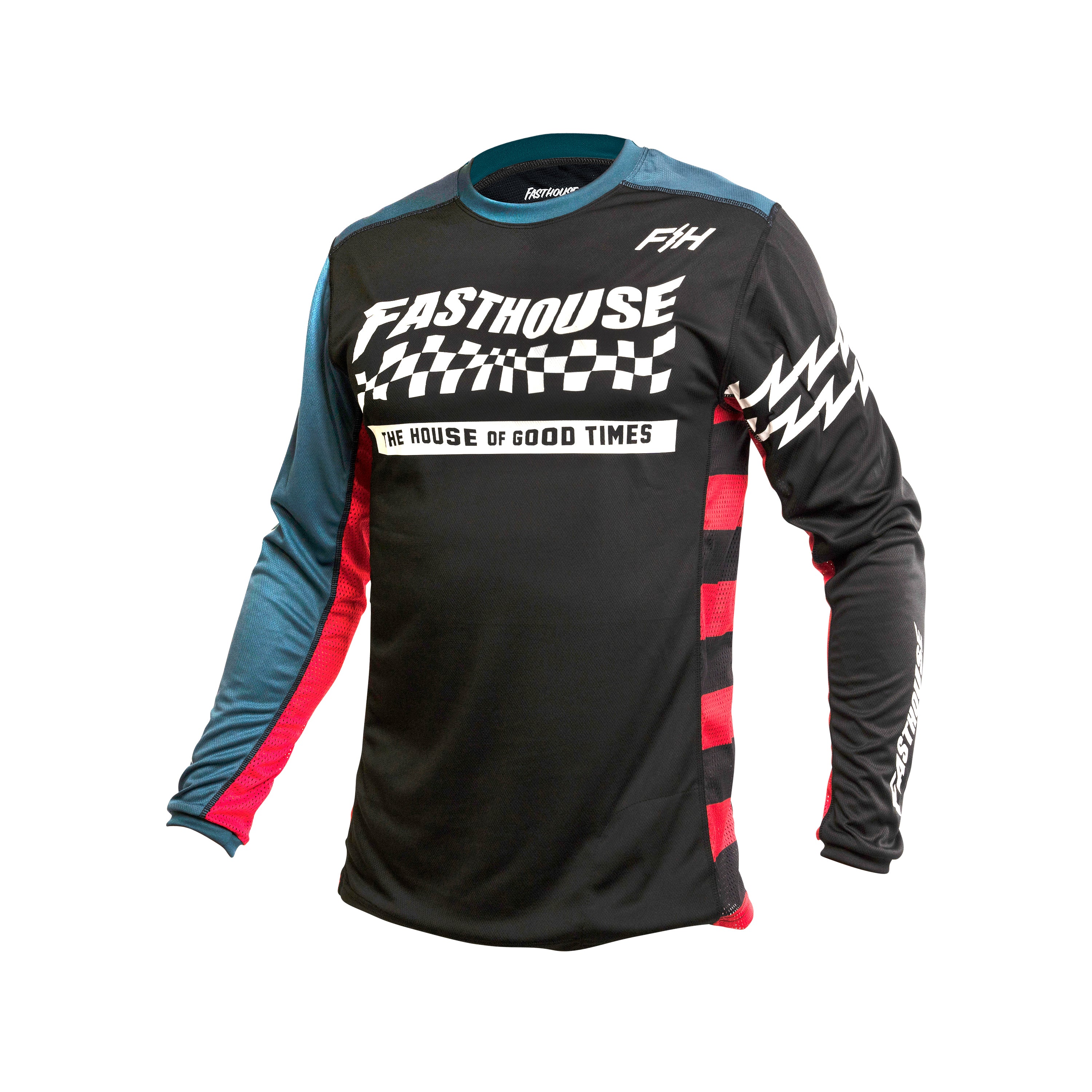Fasthouse Youth Classic Velocity Long Sleeve Jersey 2022 Black/Indigo Ym