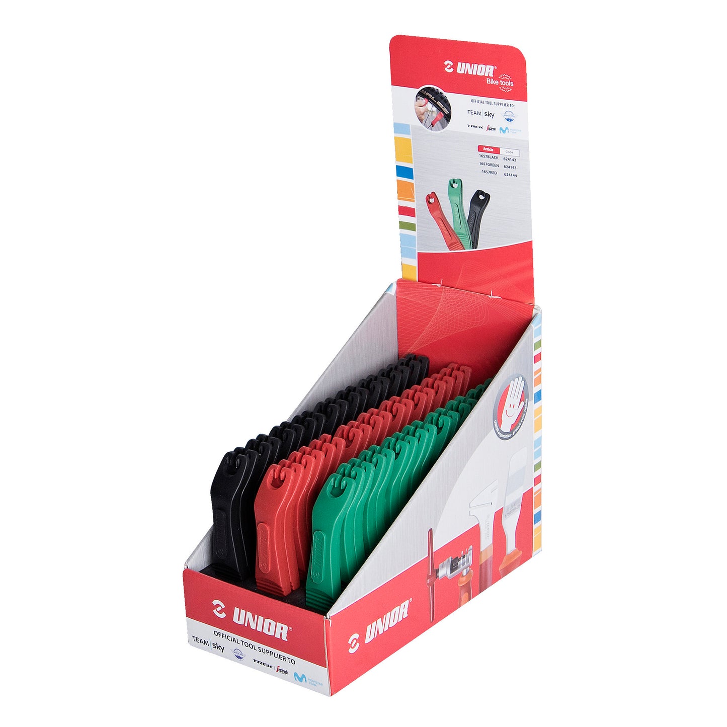 Unior Set Of Tire Levers In A Box, 27 Pairs Red