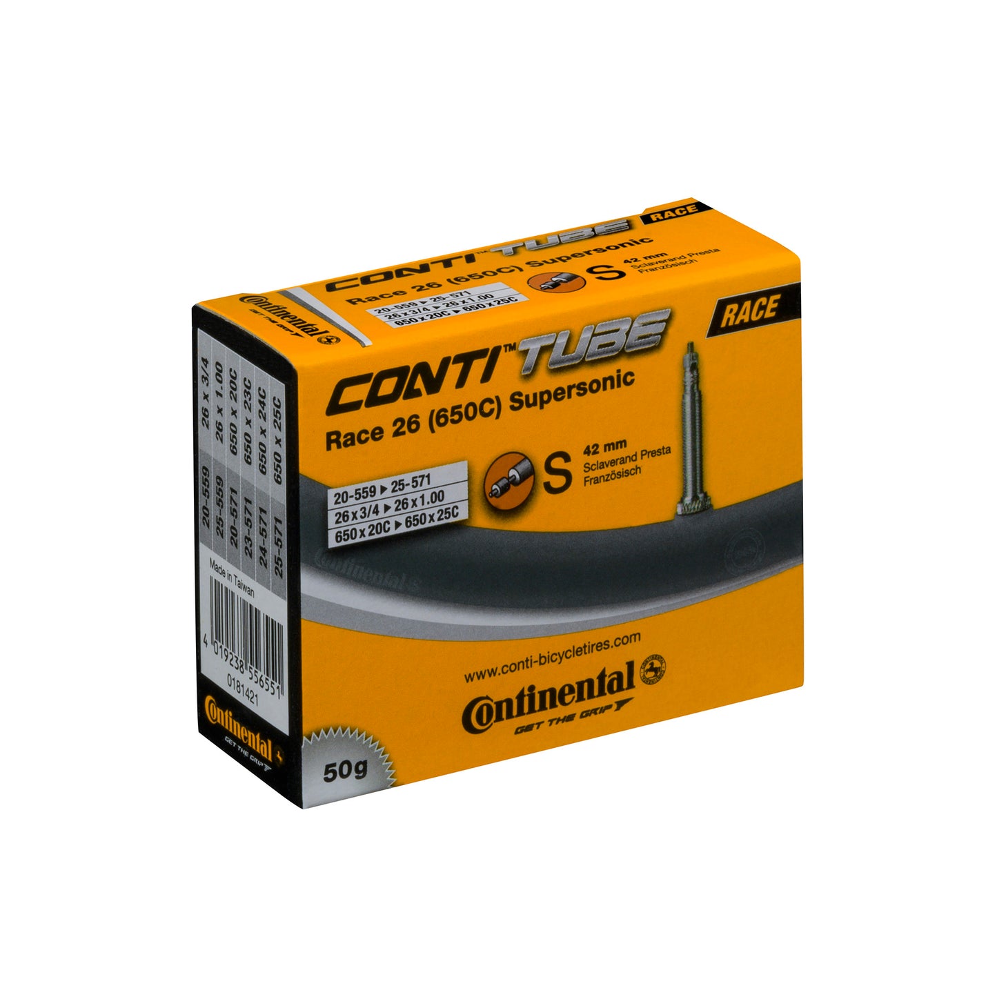 Continental Race Tube Supersonic Presta 42Mm Valve Black 26X1.00" 650X20-25
