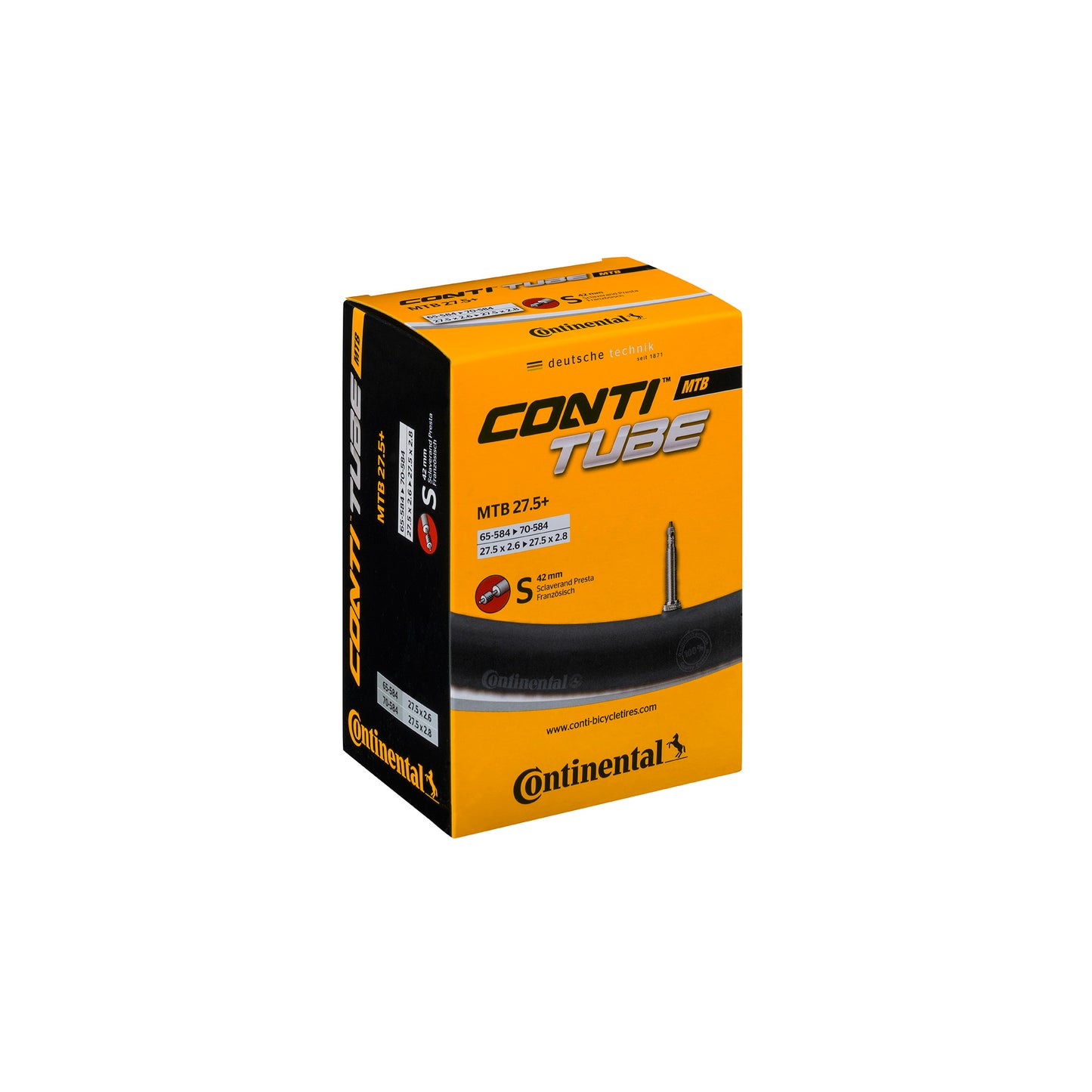 Continental MTB Tube Light Presta 42Mm Valve Black 27.5X1.75-2.50"