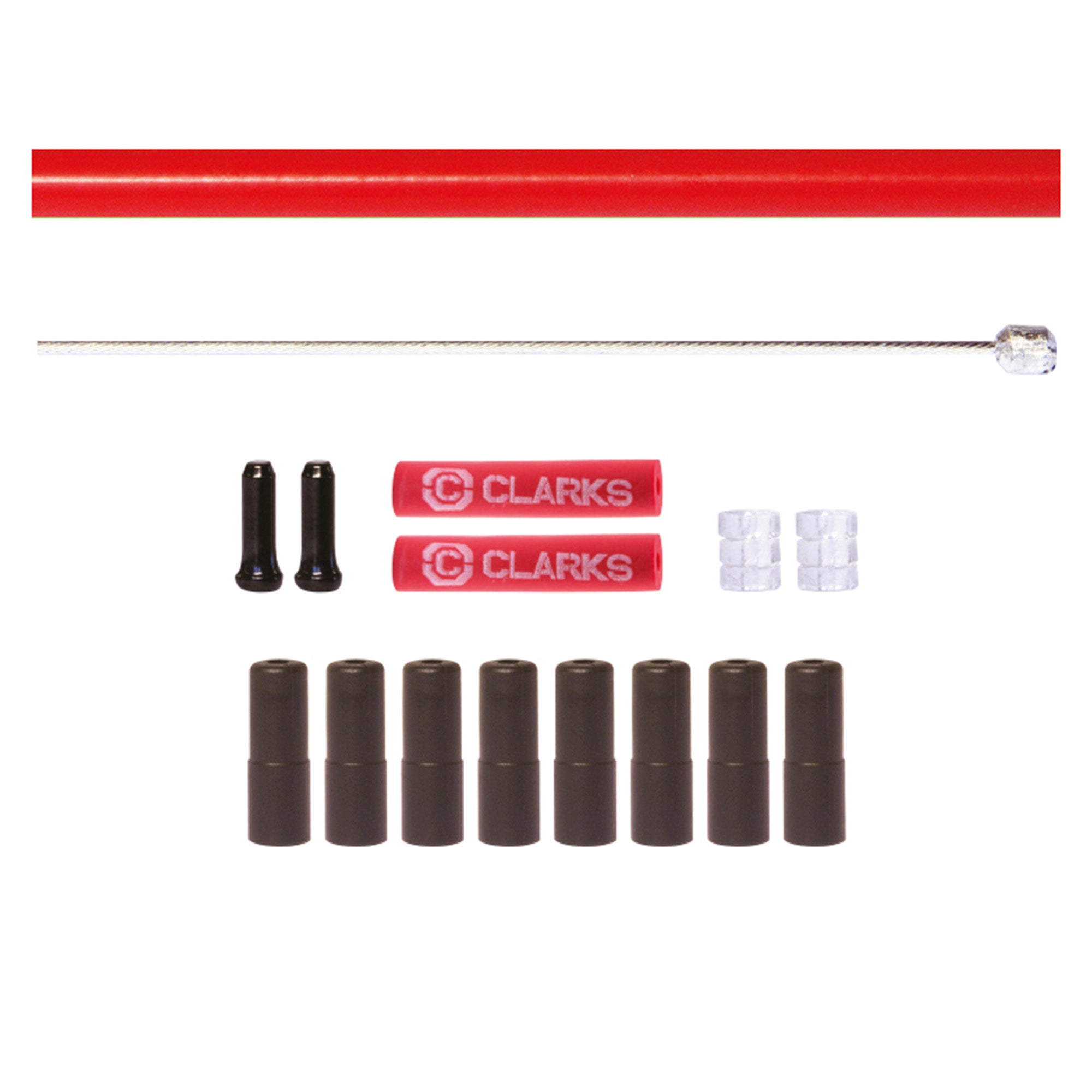 Clarks Universal S/S Front & Rear Gear Cable Kit W/Sp4 Red Outer Casing