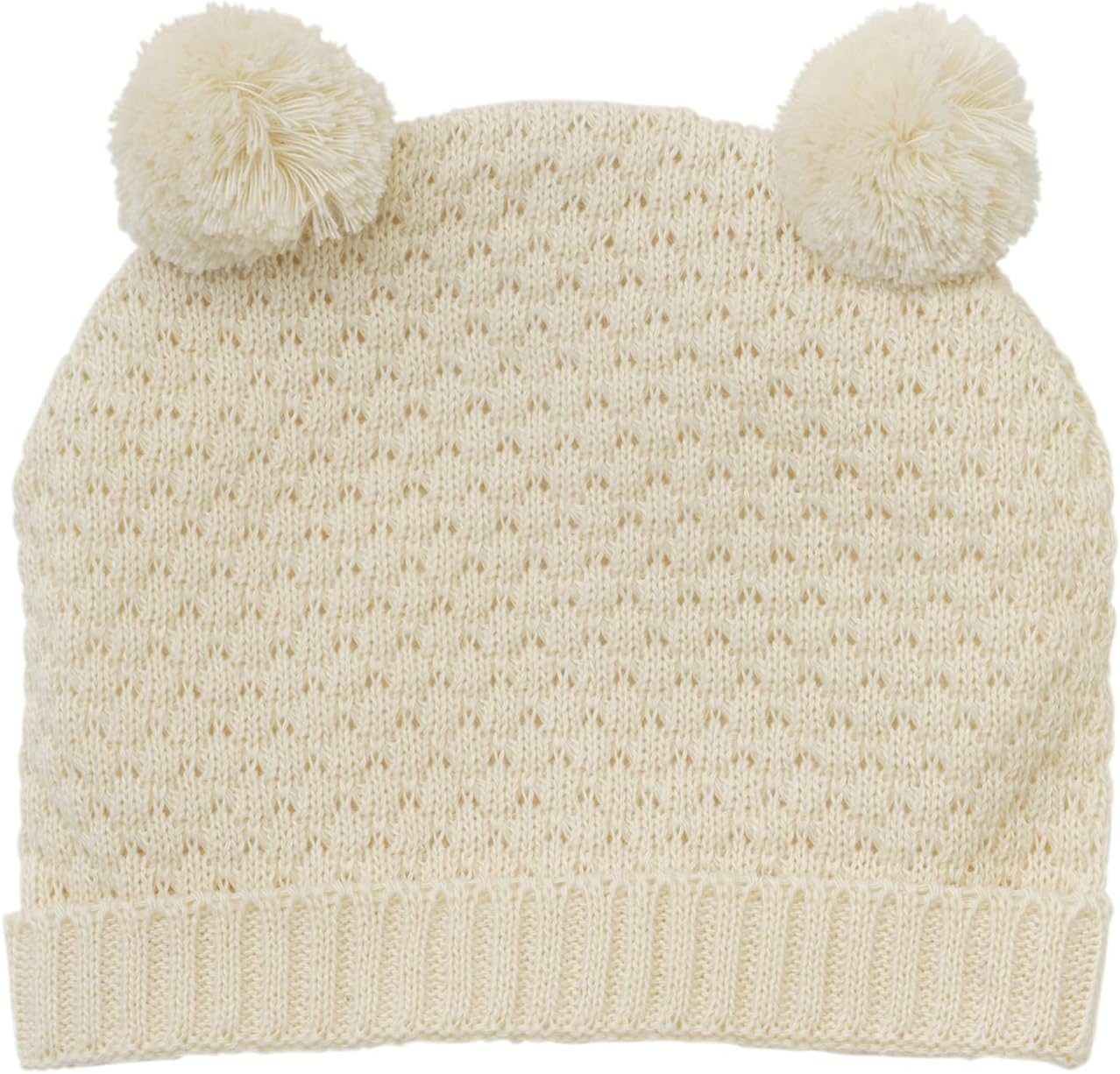 Heless 480 - Puppenkleidung aus 100% Bio-Baumwolle, 2-teiliges Strickset mit Bommelmütze und Strickschuhen in Ecru für Puppen und Kuscheltiere der Größe 35-45 cm
