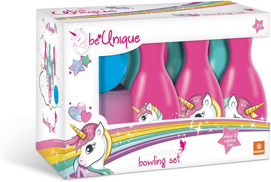 Mondo Toys – Einhorn-Bowling-Set für Kinder – INKLUSIVE 1 Ball und 6 Einhorn-Themenkegel – Sportspielzeug – Spiel für Kinder 2 3 4 Jahre – 28526