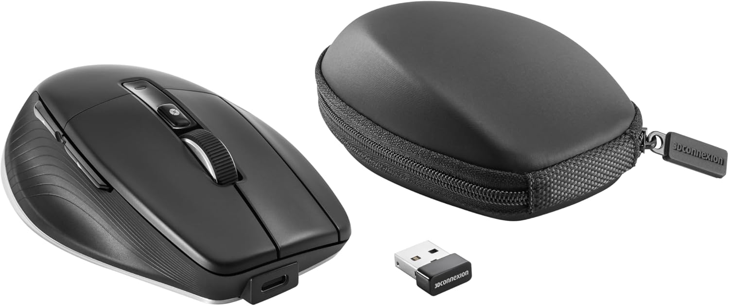 3Dconnexion Cadmouse Pro Wireless Left - Mouse - Ergonomic - Left-Handed - 7 Buttons - Wireless - Bluetooth, 2.4 Ghz, Us