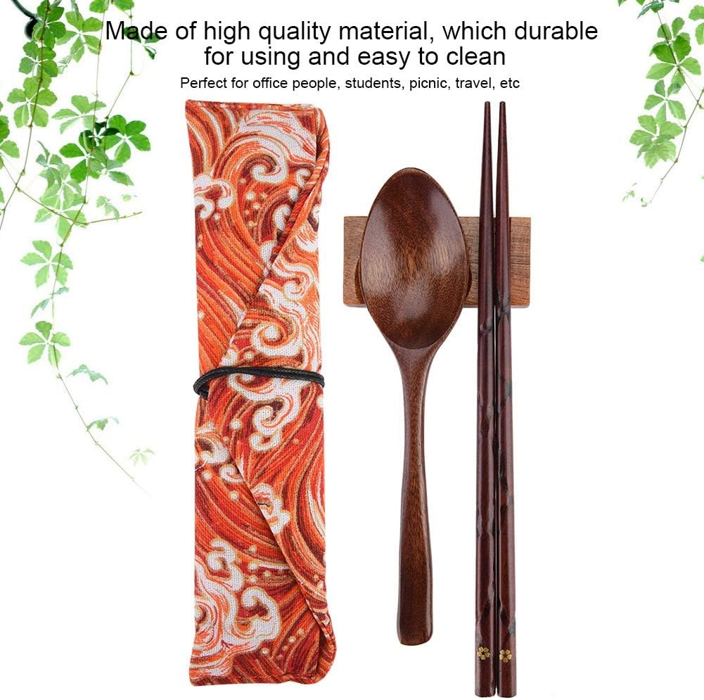 Wooden Chopsticks and Spoons Set,Portable Wooden Cutlery Sets Wooden Chopsticks and Spoons Travel Suit(5)