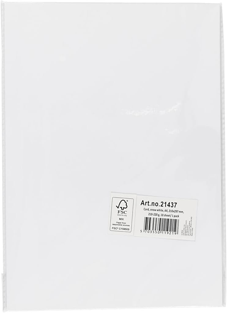 White A4 Card, A4 210x297 mm, 210-220 g, White, 10sheets