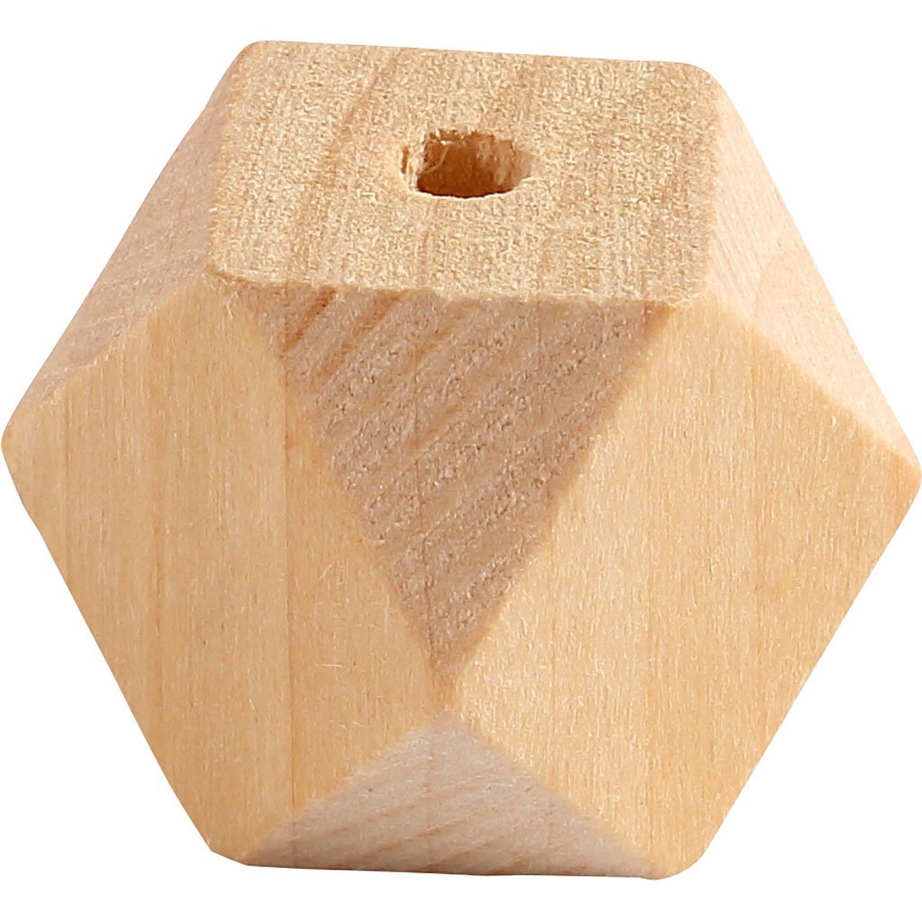 Diamond-shaped Bead, W: 20 mm, hole size 3 mm, pine, 6pcs