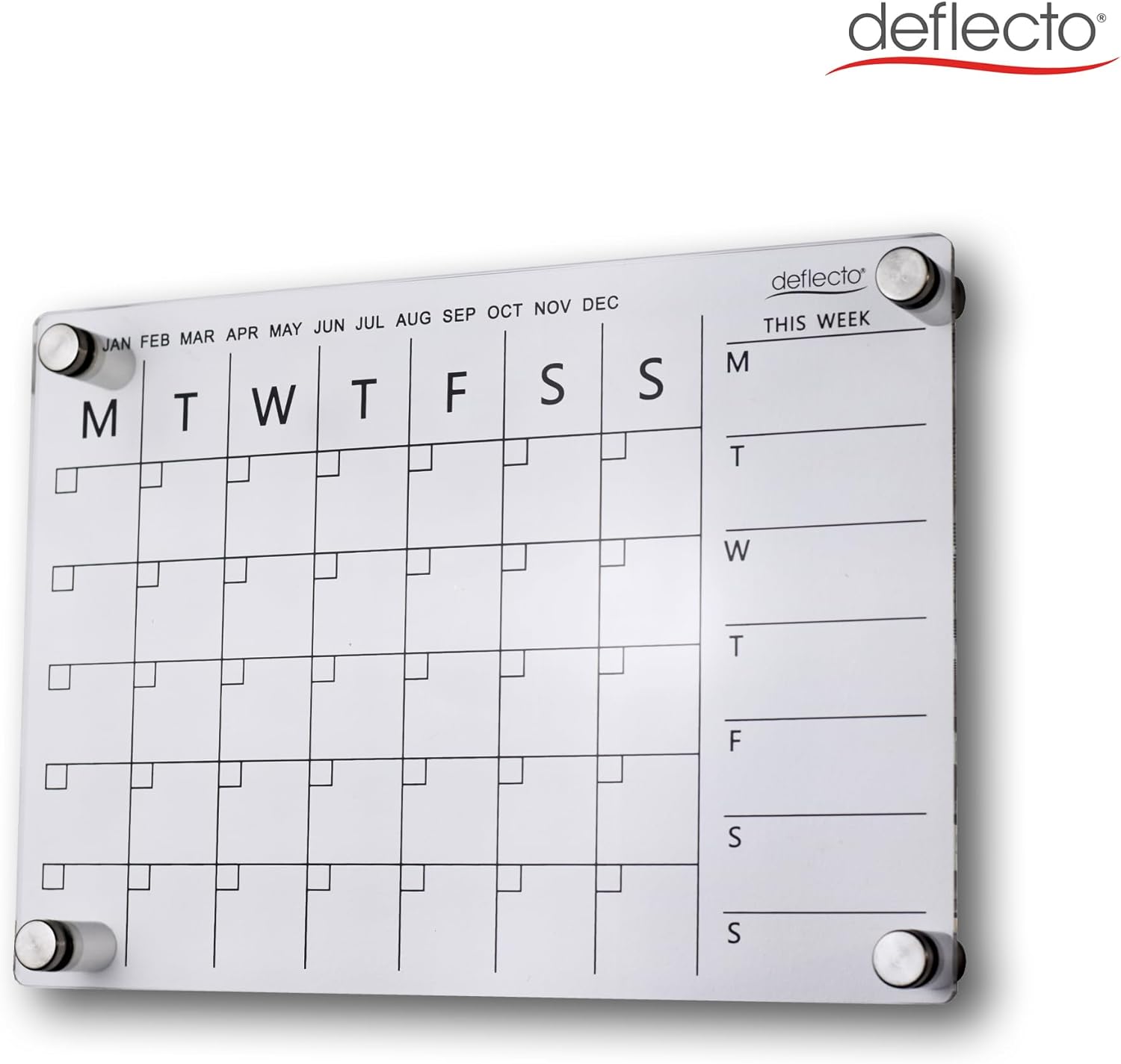 Deflecto A3 Wall Mounting System Acrylic Weekly/Monthly Planner 42cm x 29.7cm, ideal for Activities, Reminders, Homework, Meal Planning.